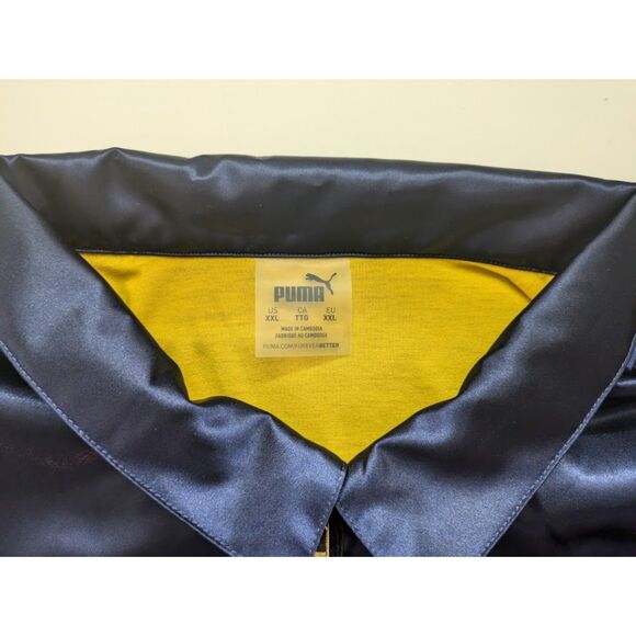 Puma x Black Fives Rens Harlem New York Satin Jacket XXL Navy Blue Gold NWT - Picture 5 of 8